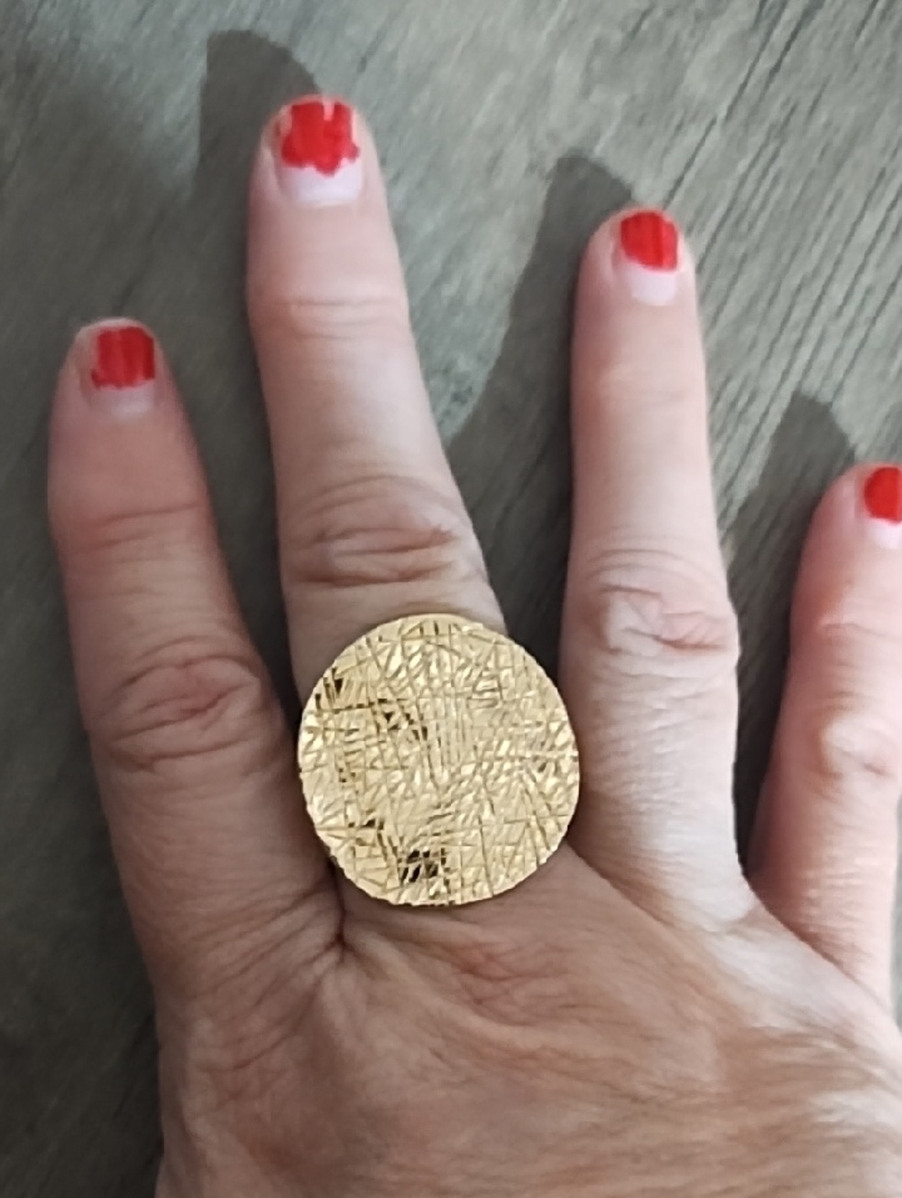 Gold Textured Round Statement Ring - Women Jewelry